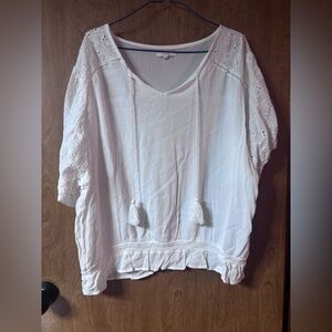 Maurices White Blouse with Tassel Detail